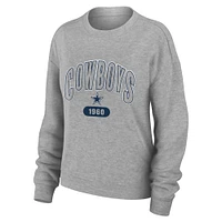 Women's WEAR by Erin Andrews Heather Gray Dallas Cowboys Plus Knitted Tri-Blend Long Sleeve T-Shirt & Pants Lounge Set