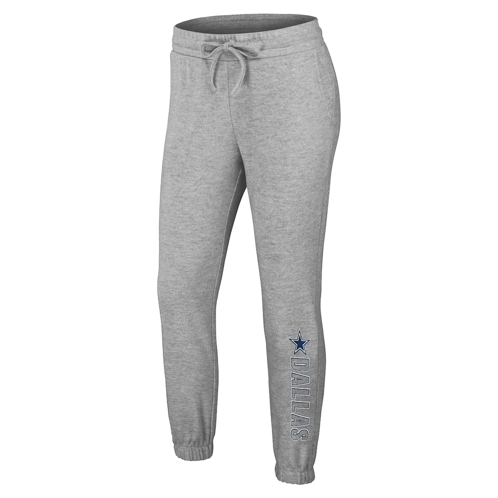 Women's WEAR by Erin Andrews Heather Gray Dallas Cowboys Plus Knitted Tri-Blend Long Sleeve T-Shirt & Pants Lounge Set