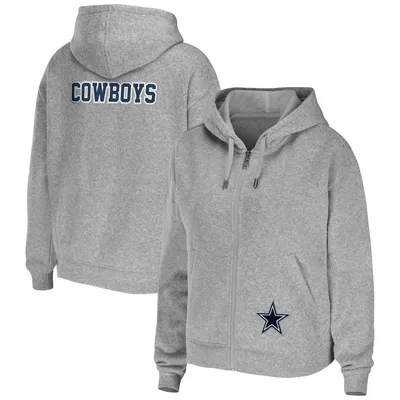 Sweat à capuche zippé intégral WEAR by Erin Andrews Team Dallas Cowboys gris chiné pour femme