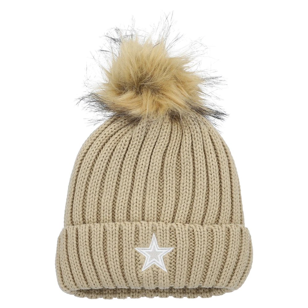 Women's WEAR by Erin Andrews  Natural Dallas Cowboys Neutral Cuffed Knit Hat with Pom