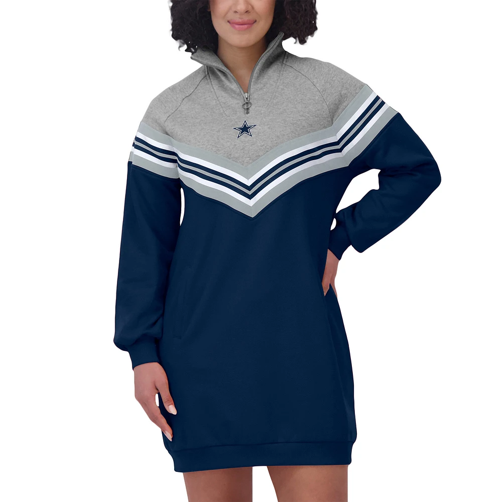 Women's WEAR by Erin Andrews  Navy/Heather Gray Dallas Cowboys Chevron Stripe Dress