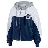 Women's WEAR by Erin Andrews Navy/White Dallas Cowboys Color Block Full-Zip Hoodie