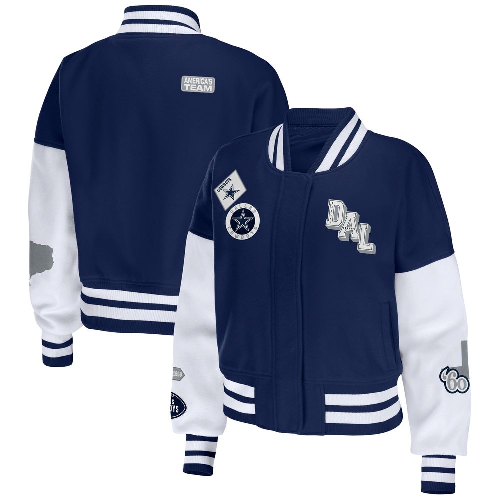 WEAR by Erin Andrews Women's WEAR by Erin Andrews Navy/White Dallas Cowboys  Full-Zip Varsity Jacket