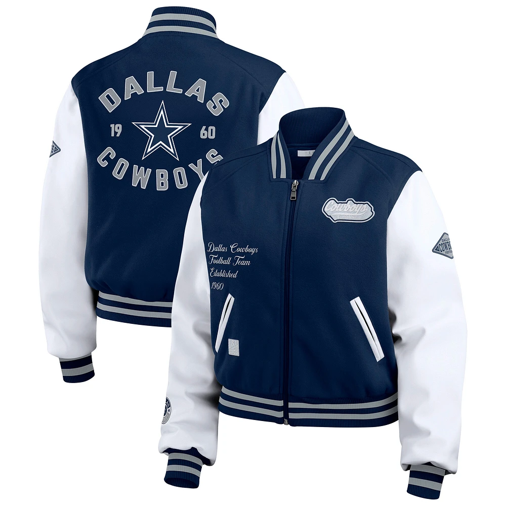 Women's WEAR by Erin Andrews  Navy/White Dallas Cowboys Varsity Full-Zip Jacket