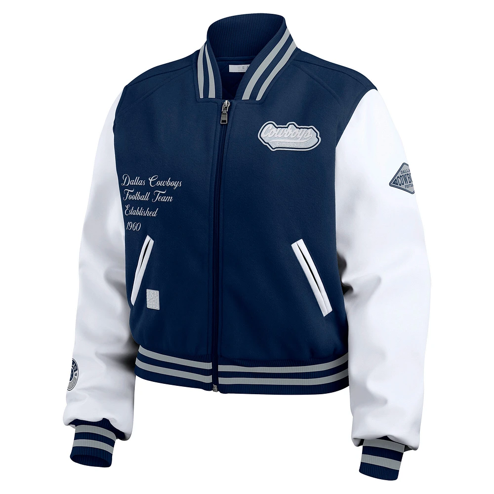 Women's WEAR by Erin Andrews  Navy/White Dallas Cowboys Varsity Full-Zip Jacket