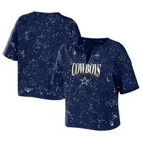 Lids Dallas Cowboys WEAR by Erin Andrews Women's Bleach Wash Splatter Notch  Neck Cropped T-Shirt - Navy