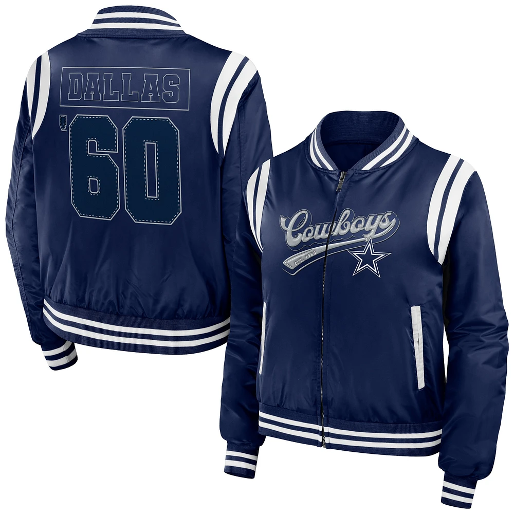 Women's WEAR by Erin Andrews Navy Dallas Cowboys Bomber Full-Zip Jacket