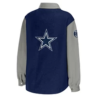 Veste chemise boutonnée pour femme WEAR by Erin Andrews bleu marine Dallas Cowboys