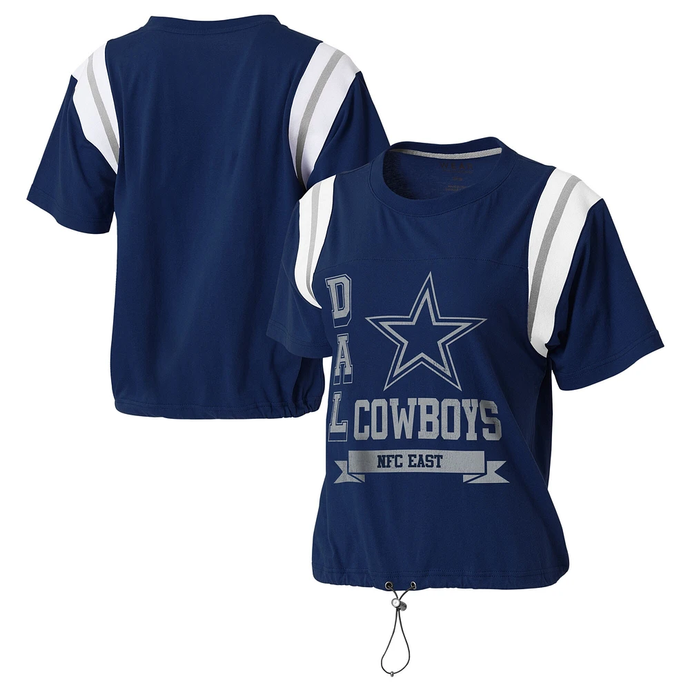 T-shirt pour femme WEAR by Erin Andrews bleu marine Dallas Cowboys color block cintré