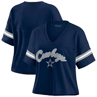 T-shirt à col en V blocs de couleurs bleu marine Dallas Cowboys pour femme WEAR by Erin Andrews