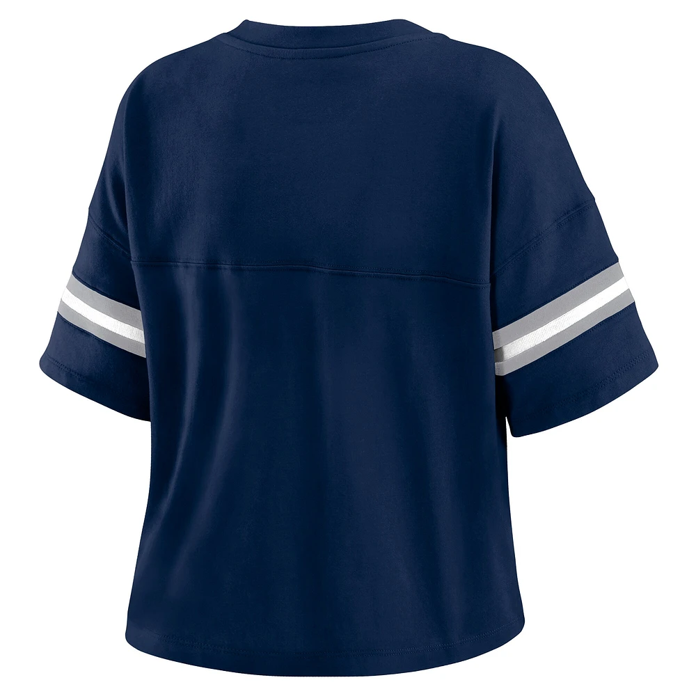 T-shirt à col en V blocs de couleurs bleu marine Dallas Cowboys pour femme WEAR by Erin Andrews