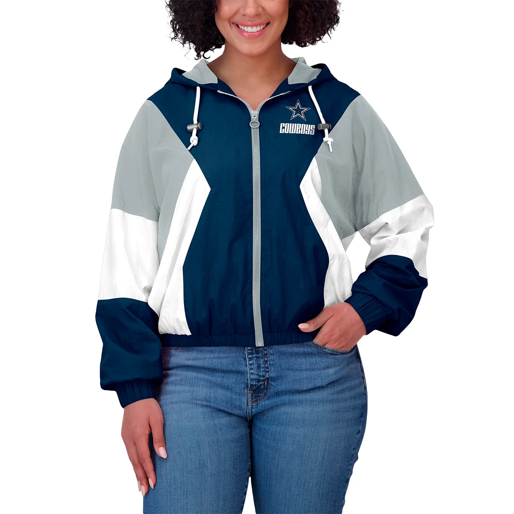 Women's WEAR by Erin Andrews  Navy Dallas Cowboys Color Block Full-Zip Windbreaker Jacket