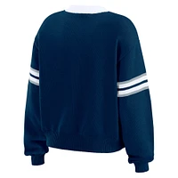 Women's WEAR by Erin Andrews Navy  Dallas Cowboys Lace-Up Sweater