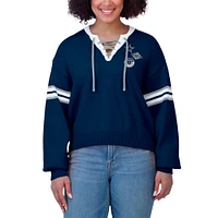 Women's WEAR by Erin Andrews Navy  Dallas Cowboys Lace-Up Sweater