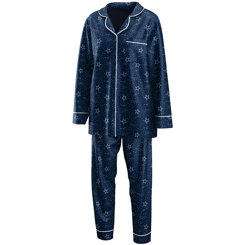 WEAR by Erin Andrews Women's WEAR by Erin Andrews Navy Dallas Cowboys Long  Sleeve Button-Up Shirt & Pants Sleep Set