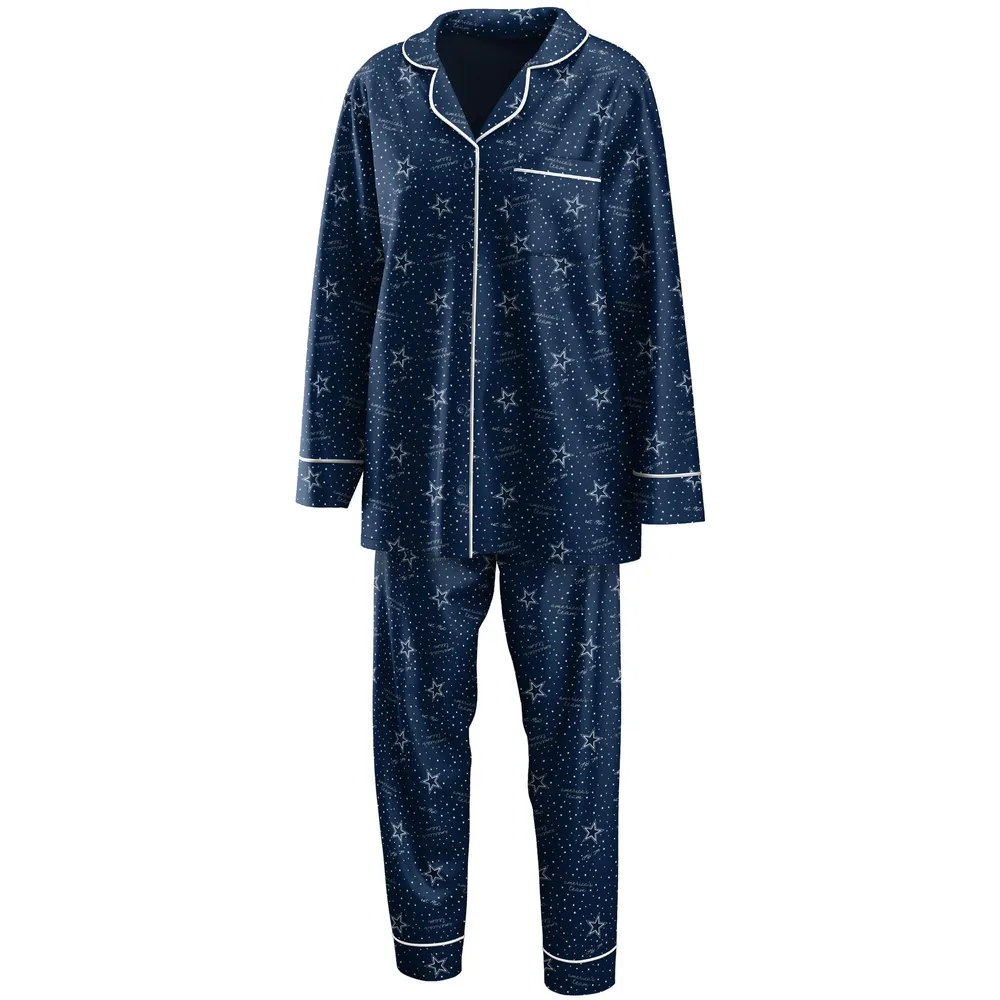 WEAR by Erin Andrews Women's WEAR by Erin Andrews Navy Dallas Cowboys Plus  Long Sleeve Button-Up Shirt & Pants Sleep Set