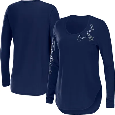 Women's WEAR by Erin Andrews Navy Dallas Cowboys Waffle Knit Long