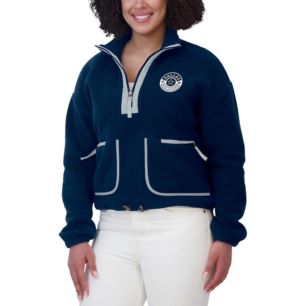 Women's WEAR by Erin Andrews Navy Dallas Cowboys Polar Fleece Half-Zip Jacket