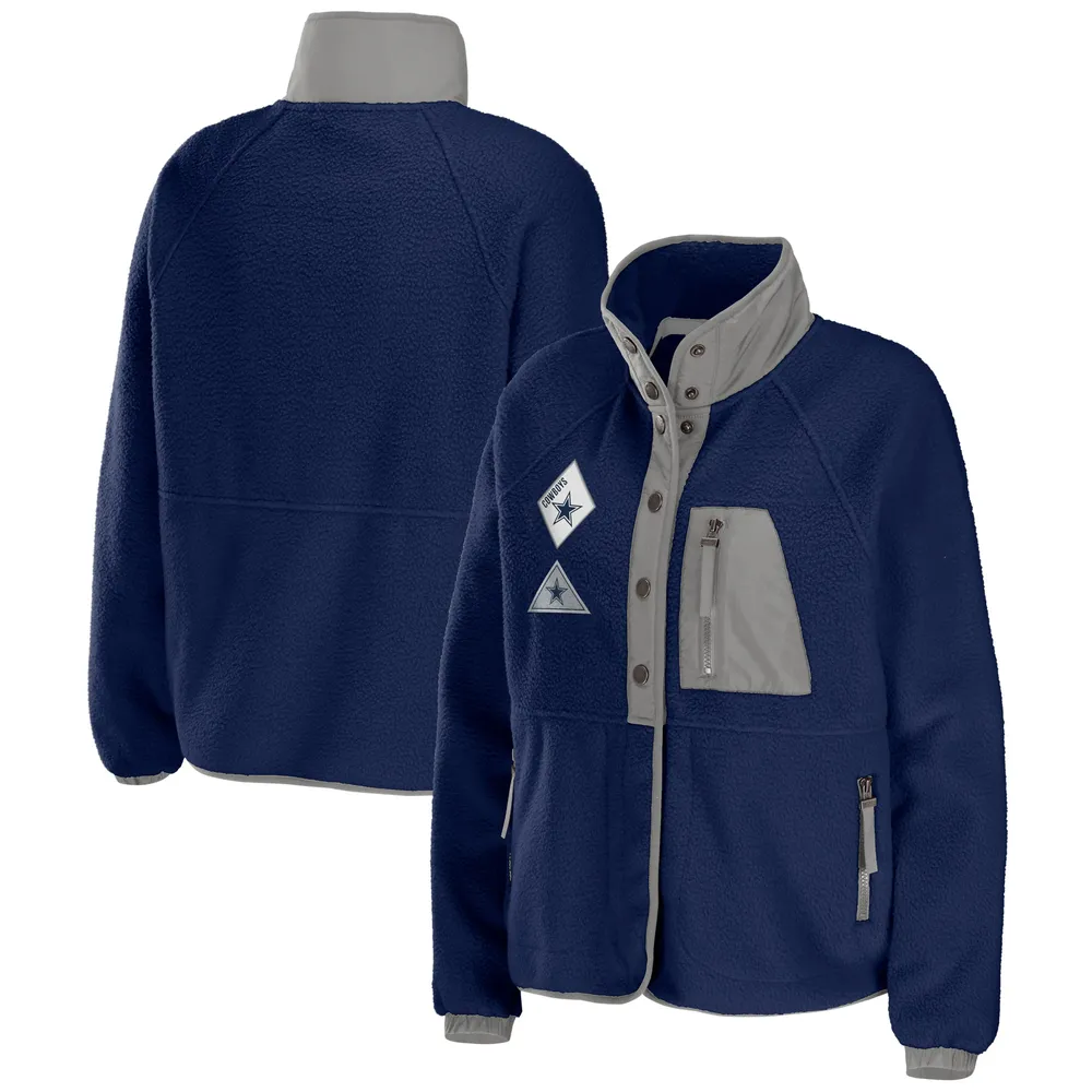 Veste pour femme WEAR by Erin Andrews Bleu marine Dallas Cowboys Polaire Raglan Full-Snap