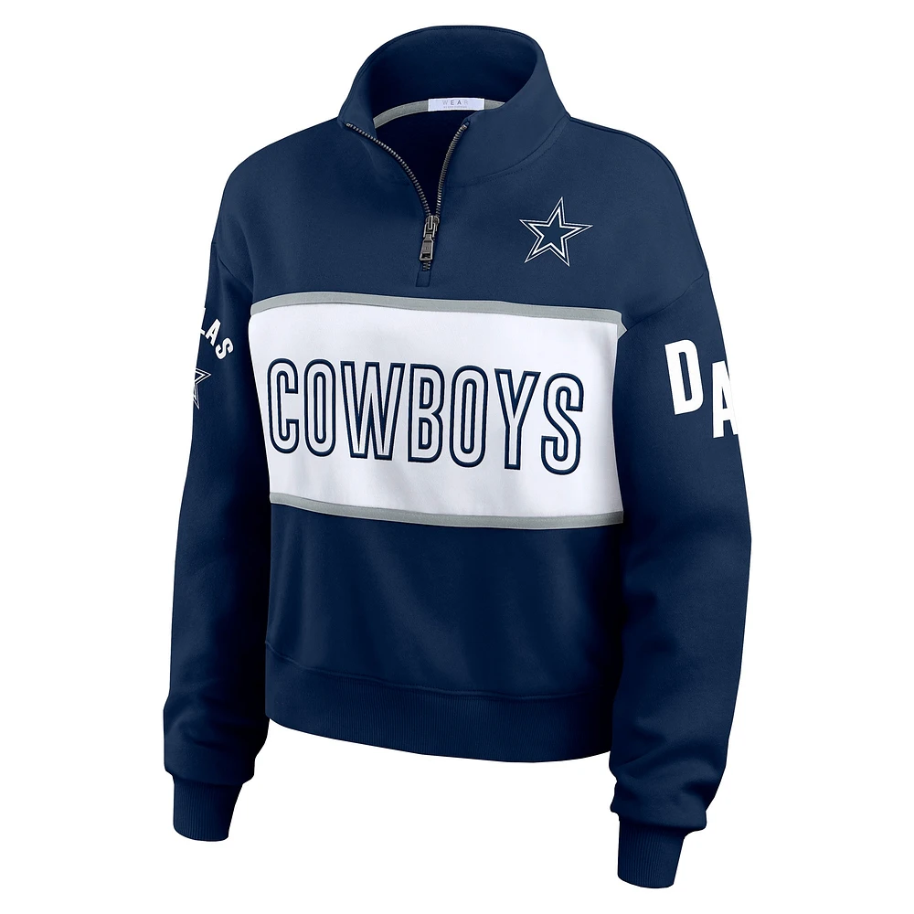 Women's WEAR by Erin Andrews Navy Dallas Cowboys Quarter-Zip Jacket