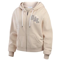 Women's WEAR by Erin Andrews Oatmeal Dallas Cowboys Tonal Full-Zip Hoodie