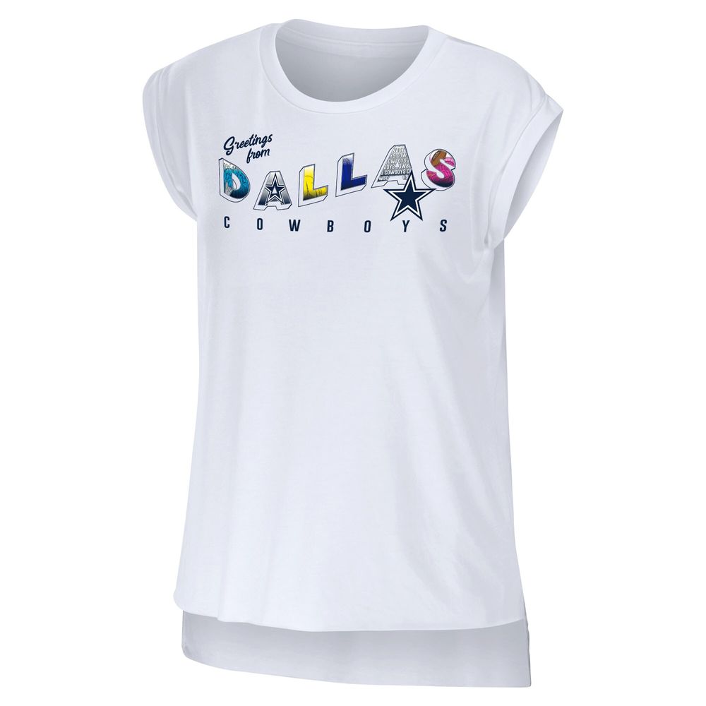 WEAR by Erin Andrews Women's WEAR by Erin Andrews White Dallas Cowboys  Greetings From Muscle T-Shirt