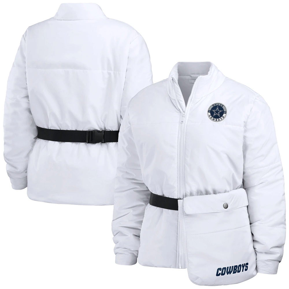 Women's WEAR by Erin Andrews  White Dallas Cowboys Packaway Full-Zip Puffer Jacket