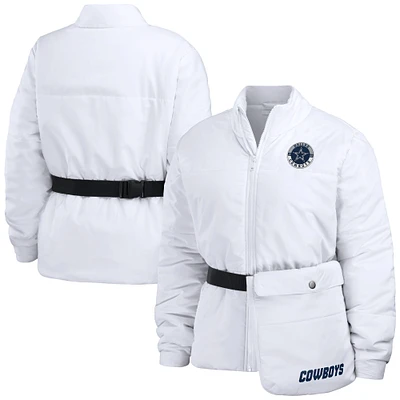 Women's WEAR by Erin Andrews  White Dallas Cowboys Packaway Full-Zip Puffer Jacket