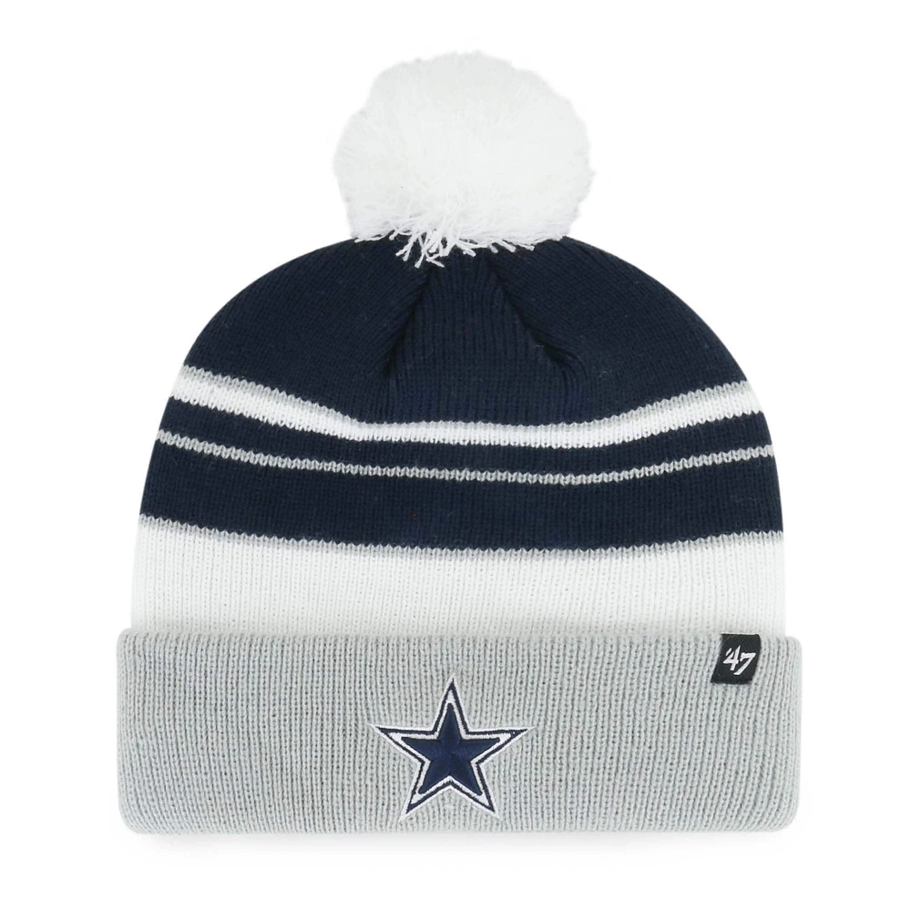 Bonnet en tricot à revers avec pompon pour jeunes Cowboys de Dallas bleu marine '47 Peewee