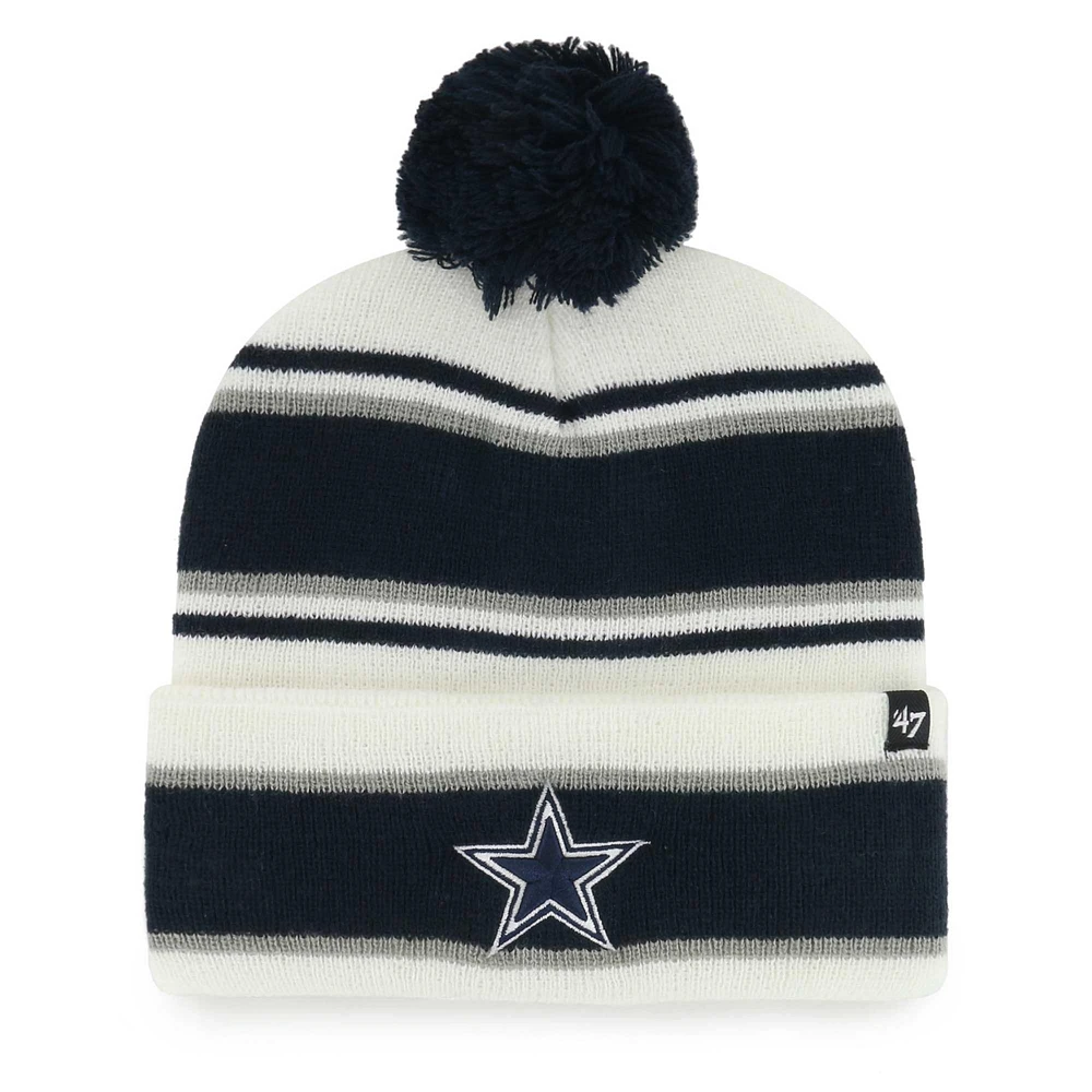 Bonnet en tricot à revers Stripling Dallas Cowboys blanc '47 pour jeunes avec pompon