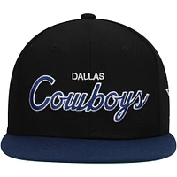 Youth Black/Navy Dallas Cowboys Team Script Snapback Hat