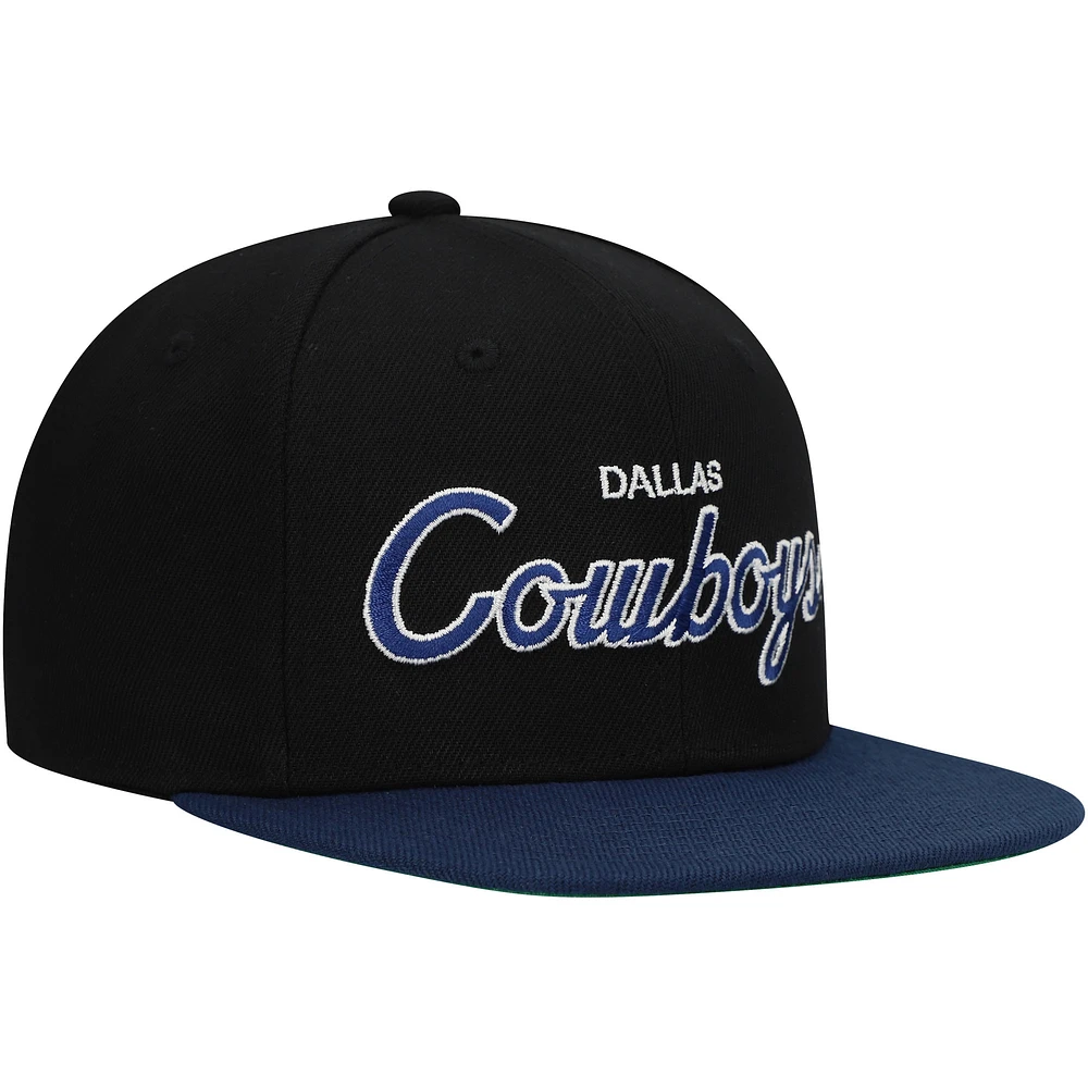 Youth Black/Navy Dallas Cowboys Team Script Snapback Hat