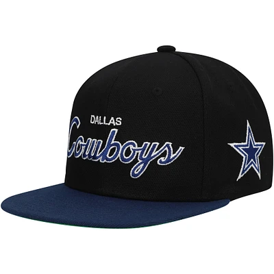 Casquette Snapback noire/bleu marine pour jeunes avec inscription de l'équipe des Cowboys de Dallas