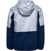 Chandail à capuchon glissière pleine longueur raglan Columbia Dallas Cowboys Flanker Overlay pour jeune, bleu marine/gris