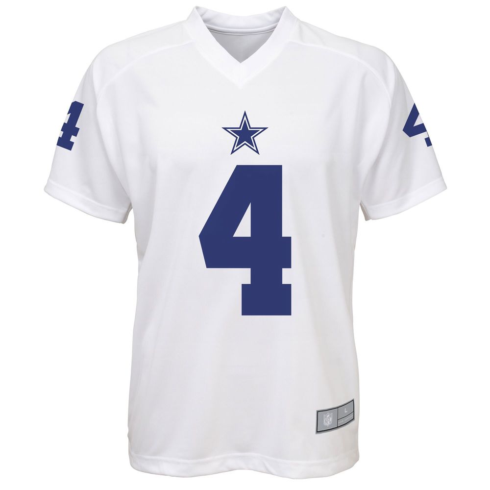 Youth Dak Prescott White Dallas Cowboys Performance Name & Number Raglan  V-Neck T-Shirt