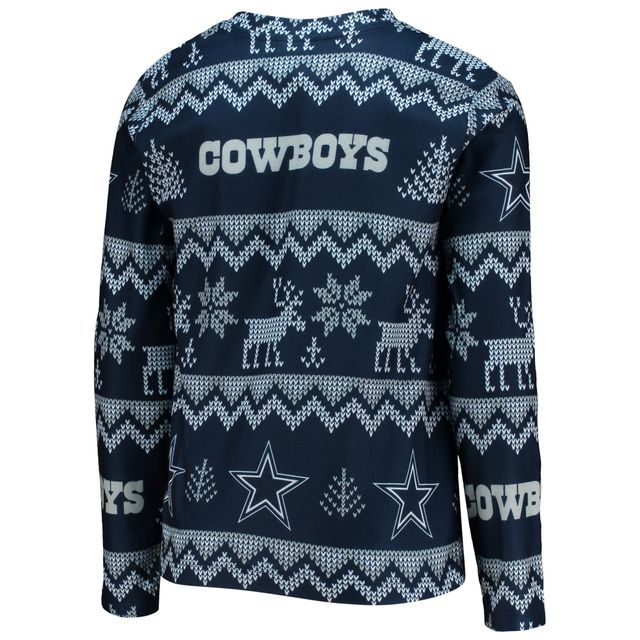 Dallas Cowboys FOCO Youth Ugly Sweater Long Sleeve T-Shirt & Pants Set -  Navy