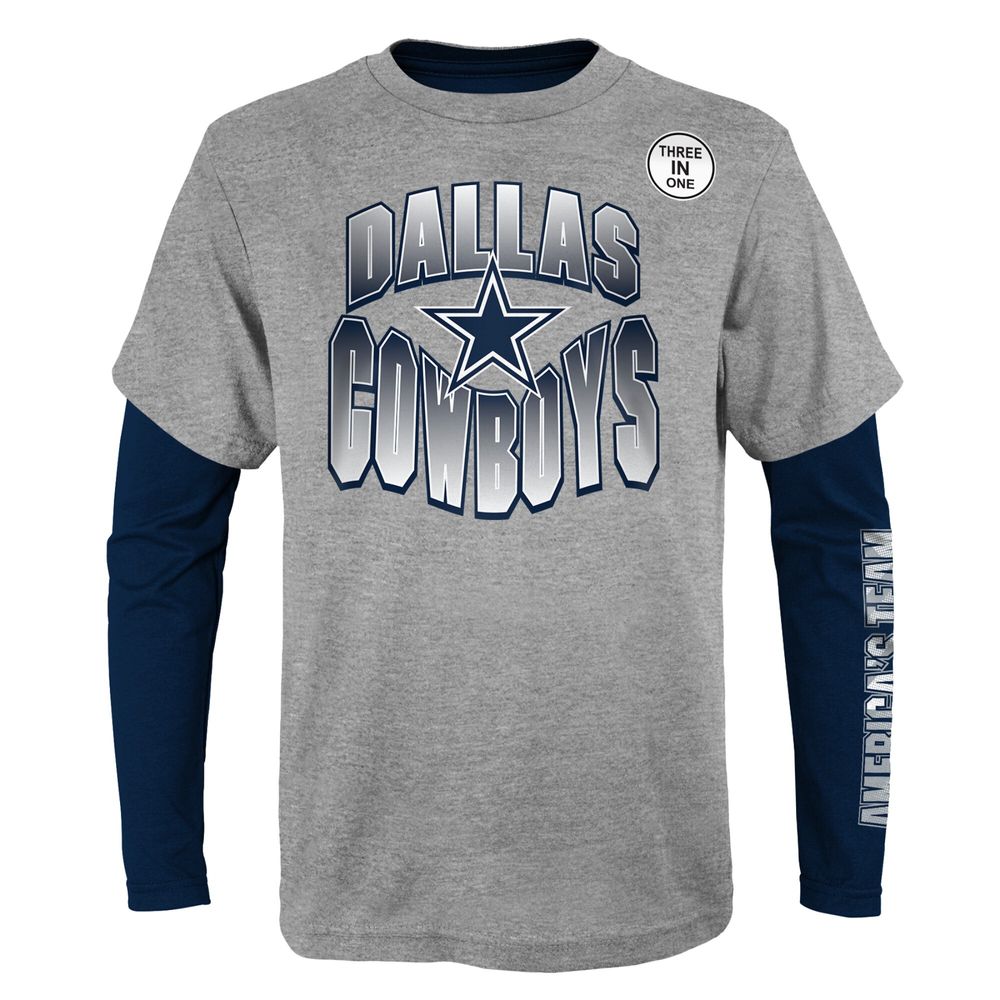 Outerstuff Youth Heathered Gray/Navy Dallas Cowboys Game Day - T