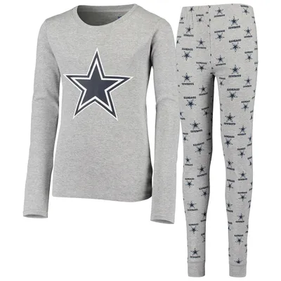 Dallas Cowboys Youth Long Sleeve T-Shirt & Pants Sleep Set - Heathered Gray