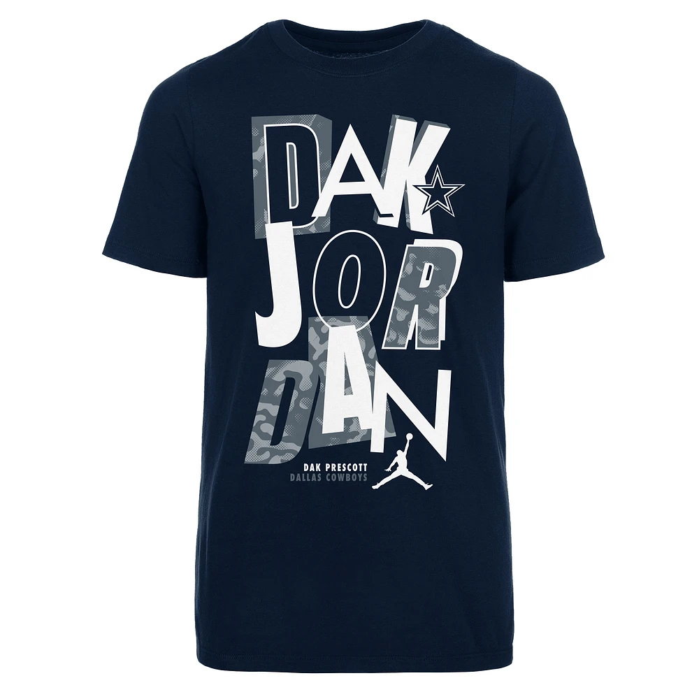 T-shirt Jordan Brand Dak Prescott bleu marine pour jeunes Dallas Cowboys