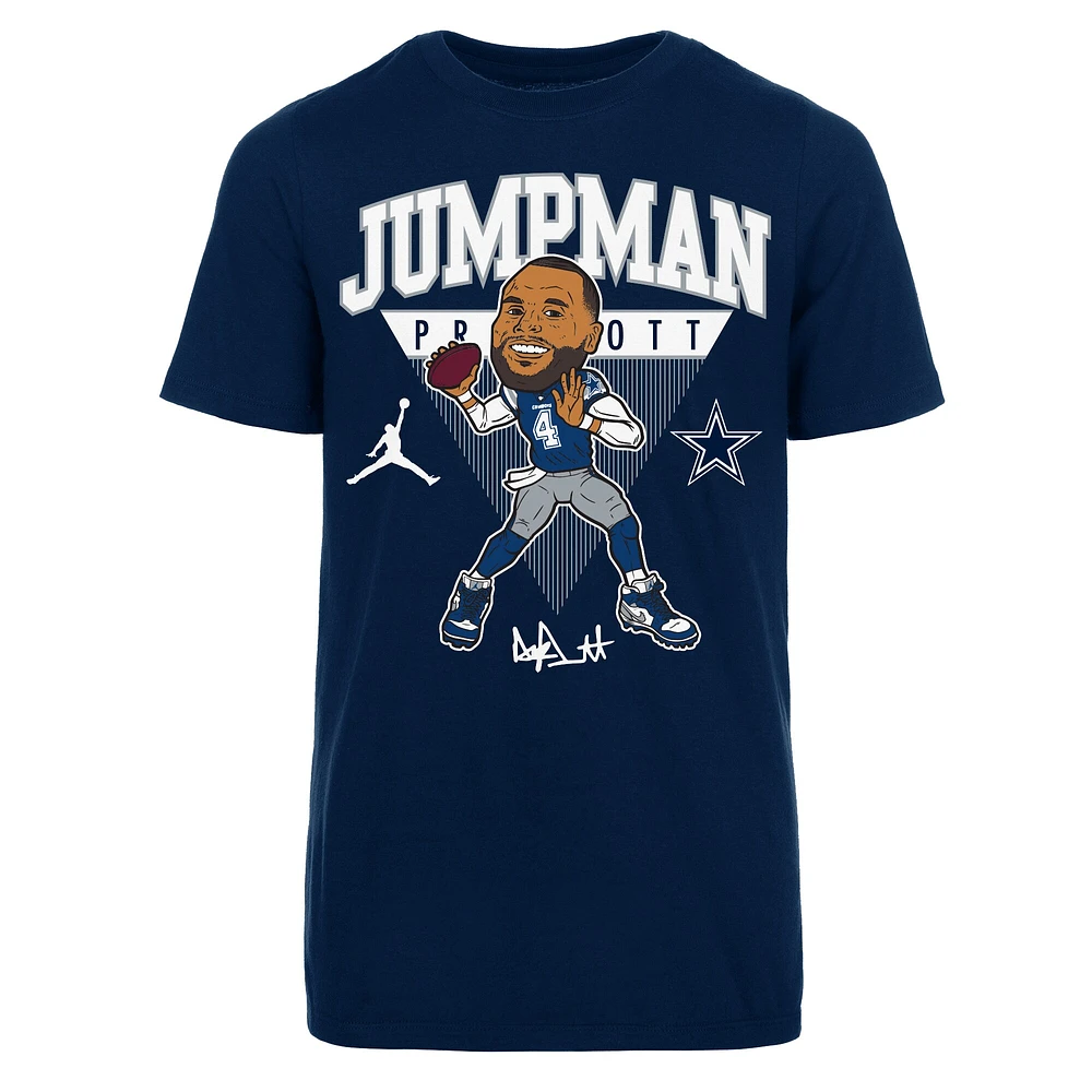 Youth Jordan Brand Dak Prescott Navy Dallas Cowboys Head Graphic T-Shirt