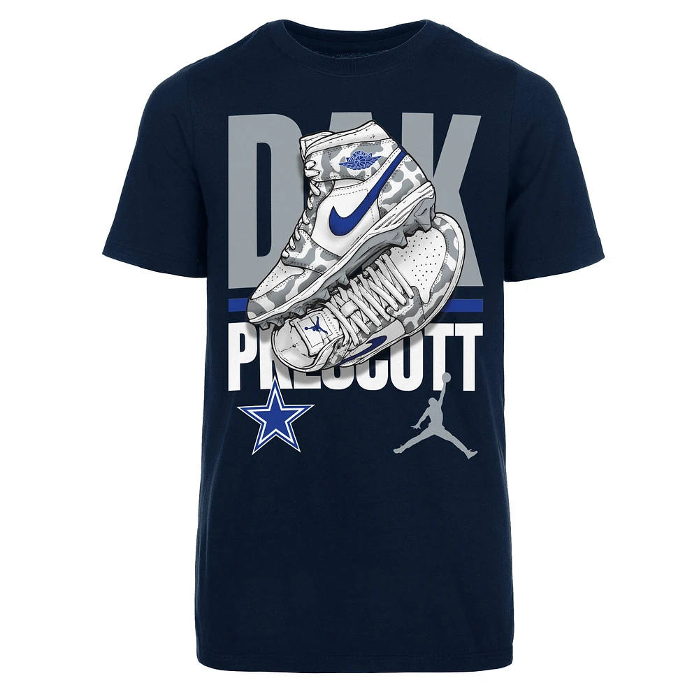 Youth Jordan Brand Dak Prescott Navy Dallas Cowboys Kicks Player Name T-Shirt