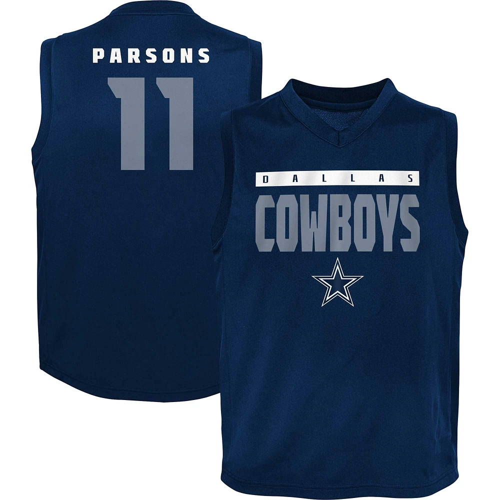 Youth Micah Parsons Navy Dallas Cowboys Fast Track Player Name & Number Tank Top