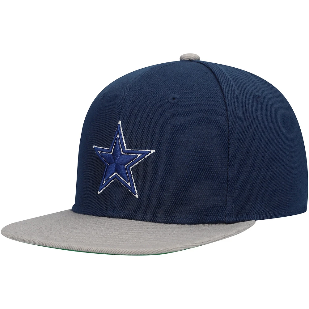 Youth Mitchell & Ness Navy/Silver Dallas Cowboys Two-Tone Snapback Hat