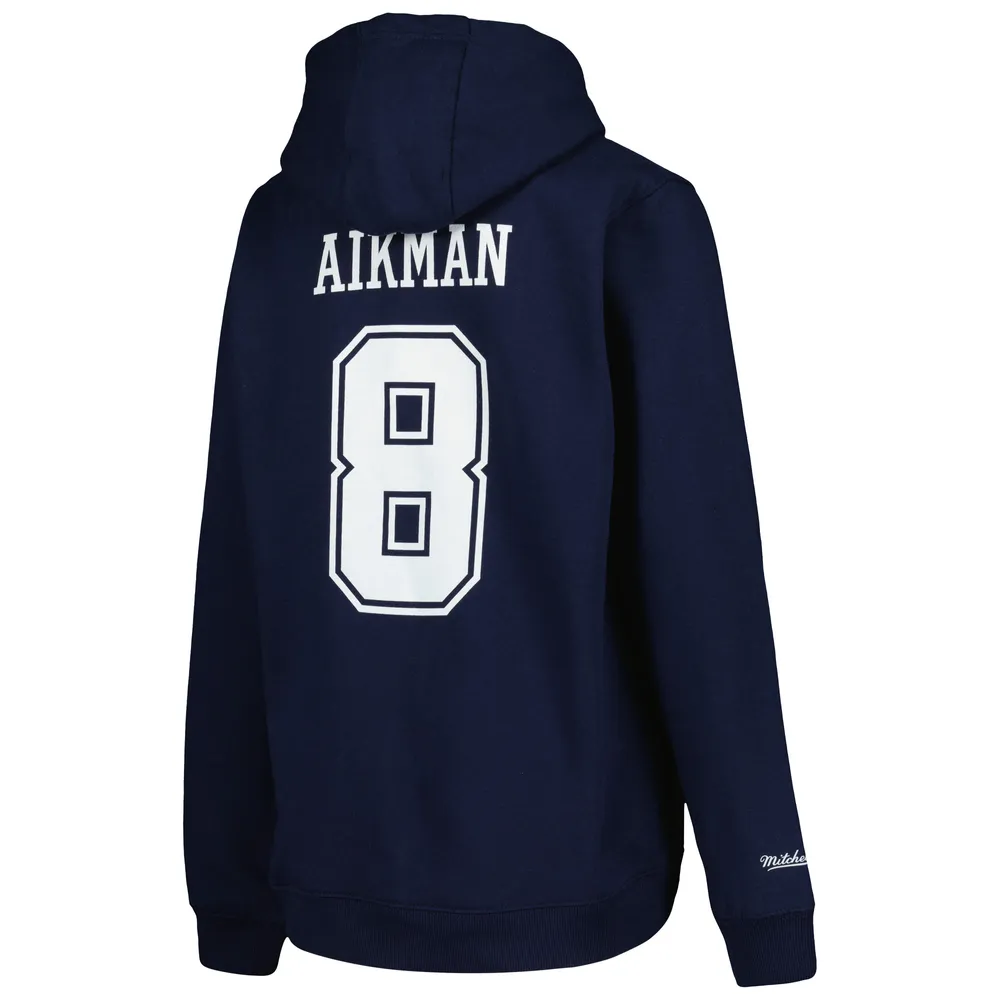 Youth Mitchell & Ness Troy Aikman Navy Dallas Cowboys Retired Player Name Number Pullover Hoodie