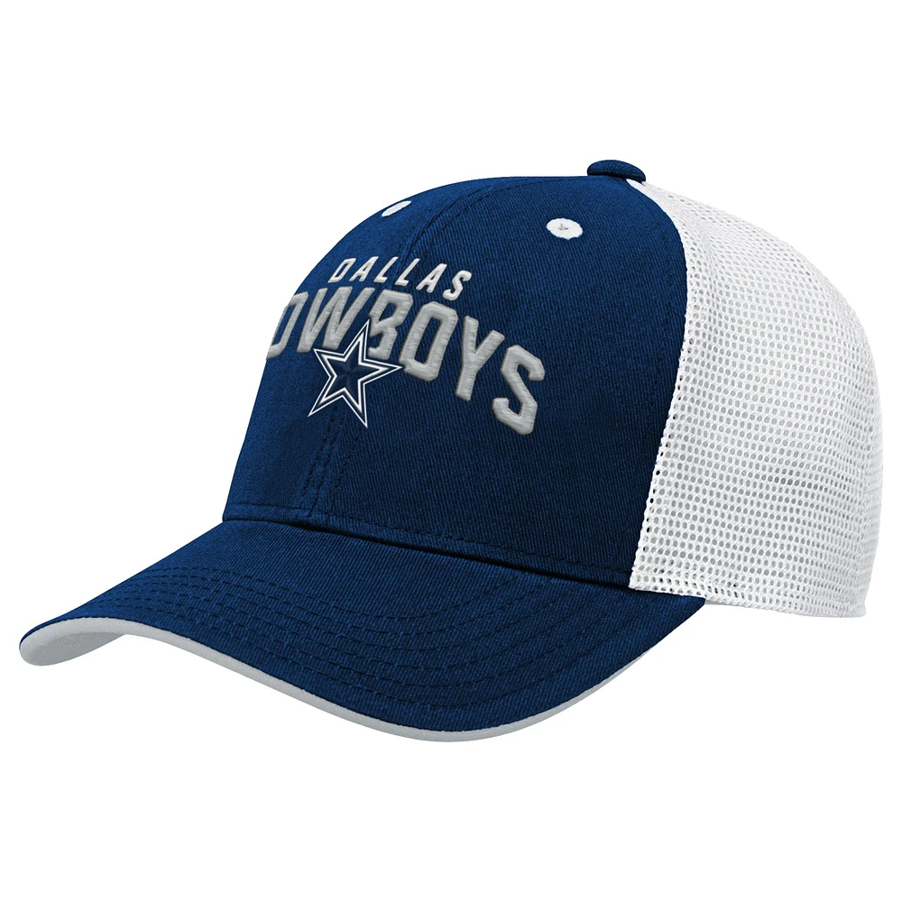 Youth Navy Dallas Cowboys Core Lockup Trucker Adjustable Hat