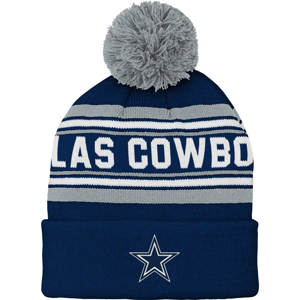 Lids Dallas Cowboys Youth Jacquard Cuffed Knit Hat with Pom - Navy