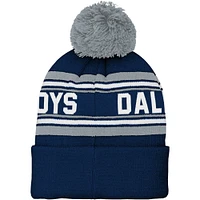 Youth Navy Dallas Cowboys Jacquard Cuffed Knit Hat with Pom