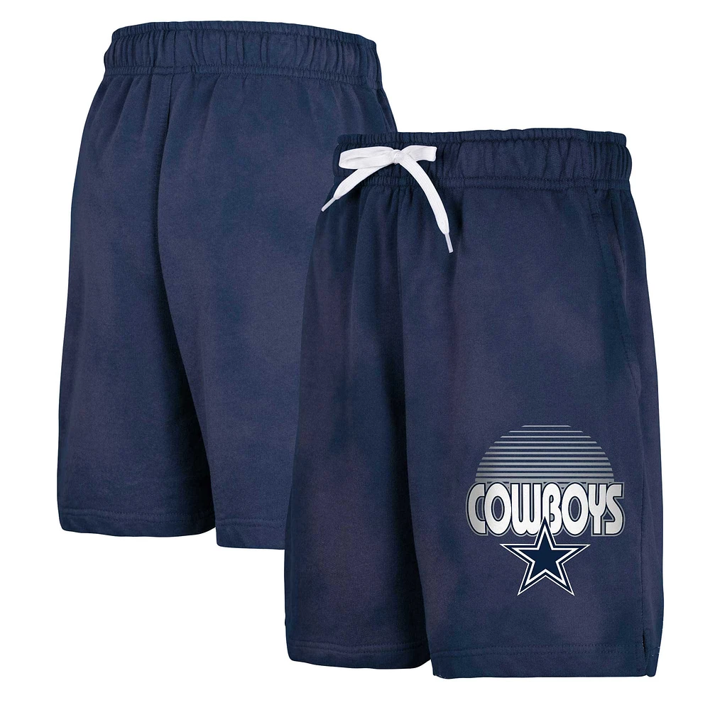 Short en French Terry blanchi par soleil des Cowboys de Dallas pour jeunes bleu marine