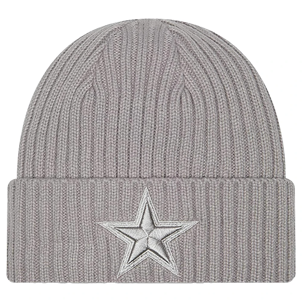 Bonnet en tricot à revers gris Dallas Cowboys pour jeunes New Era avec pack de couleurs ton sur ton