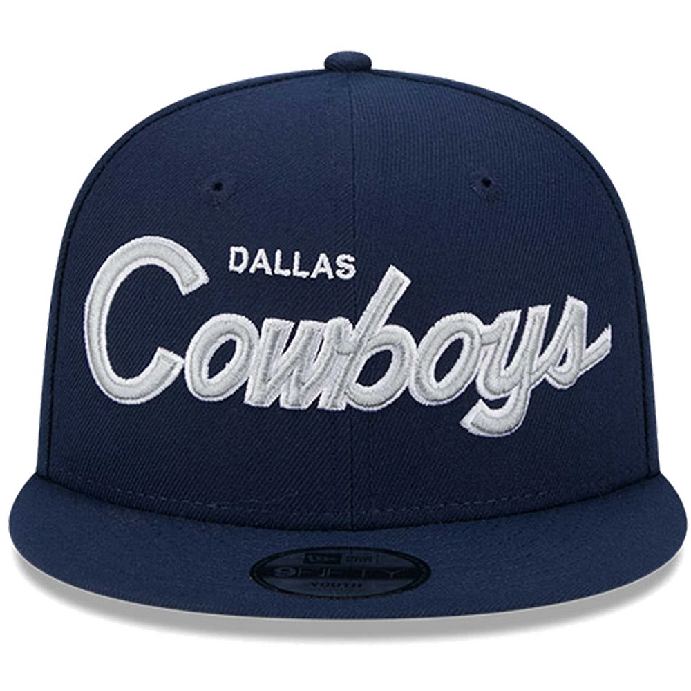 Casquette snapback 9FIFTY pour enfant Dallas Cowboys Main Script New Era bleu marine